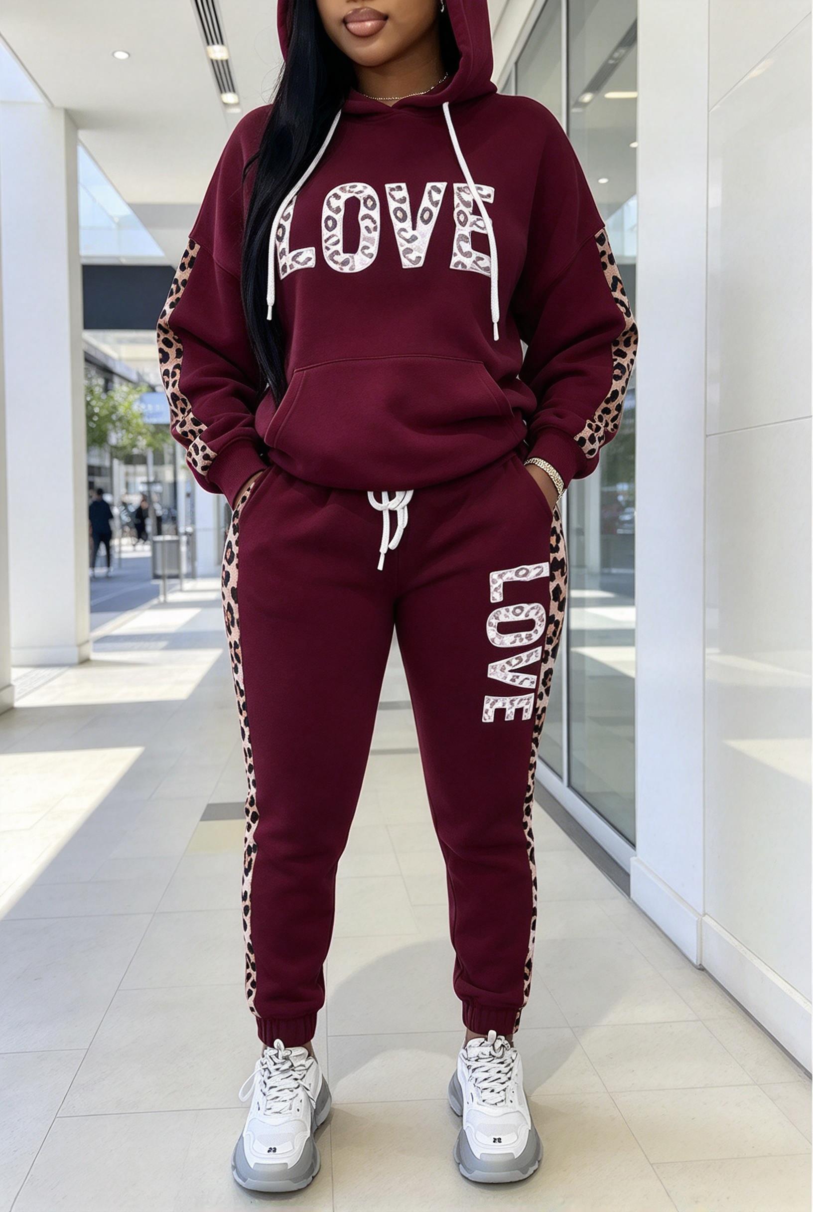 Women Letter Leopard Spliced H - Joggers Pants recension och pris